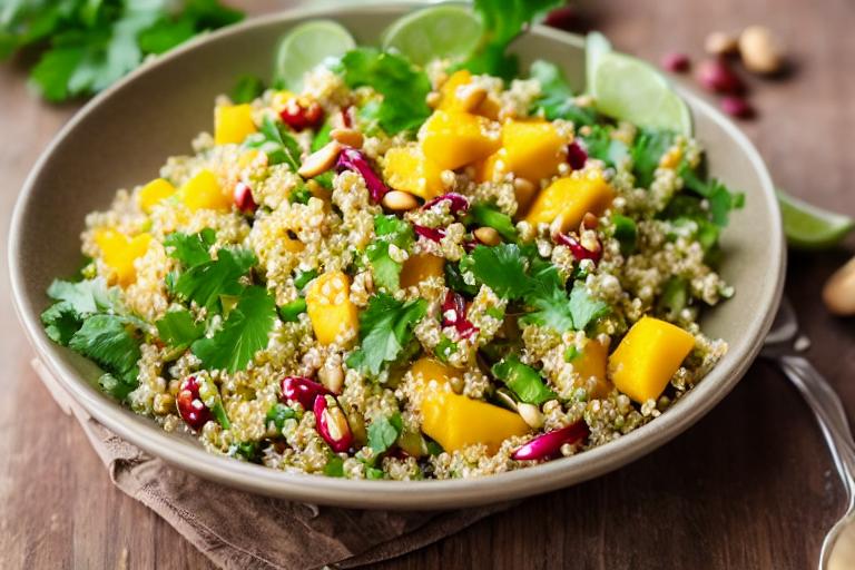 Thai Mango, Shrimp & Quinoa Salad with Peanut Lime Dressing