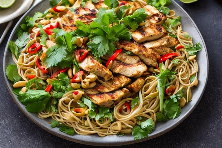 Thai Peanut Noodle Salad with Grilled Chicken