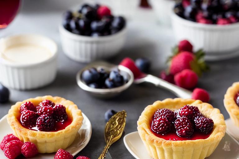 Vanilla Bean Crème Brûlée Tartlets with Berry Compote