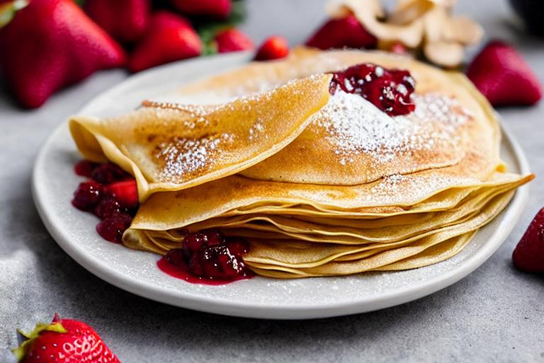 Vanilla Bean Crepes with Strawberry Jam