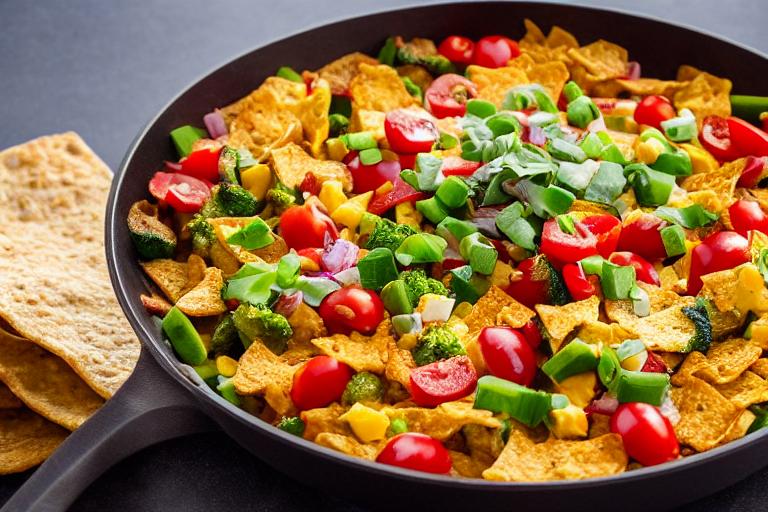 Veggie Breakfast Skillet with Cheese and Tortilla Chips